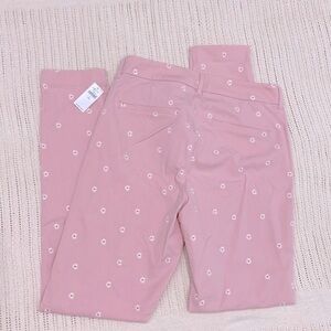 New Old Navy Pixie High Rise Secret-Slim Pockets Light Pink Daisy Design Pants !